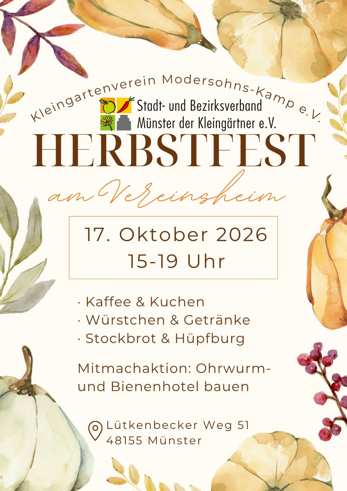 Herbstfest beim Kleingärtnerverein Modersohnskamp e.V.