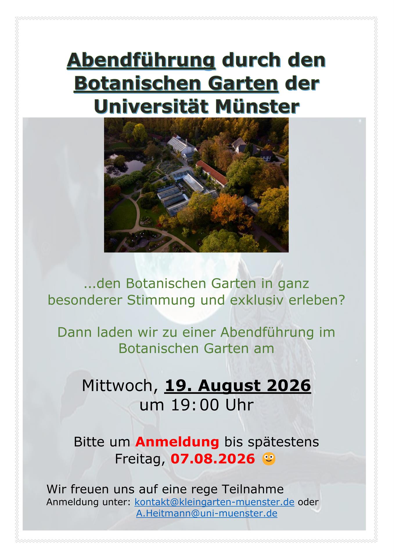 Abendführung im Botanischen Garten